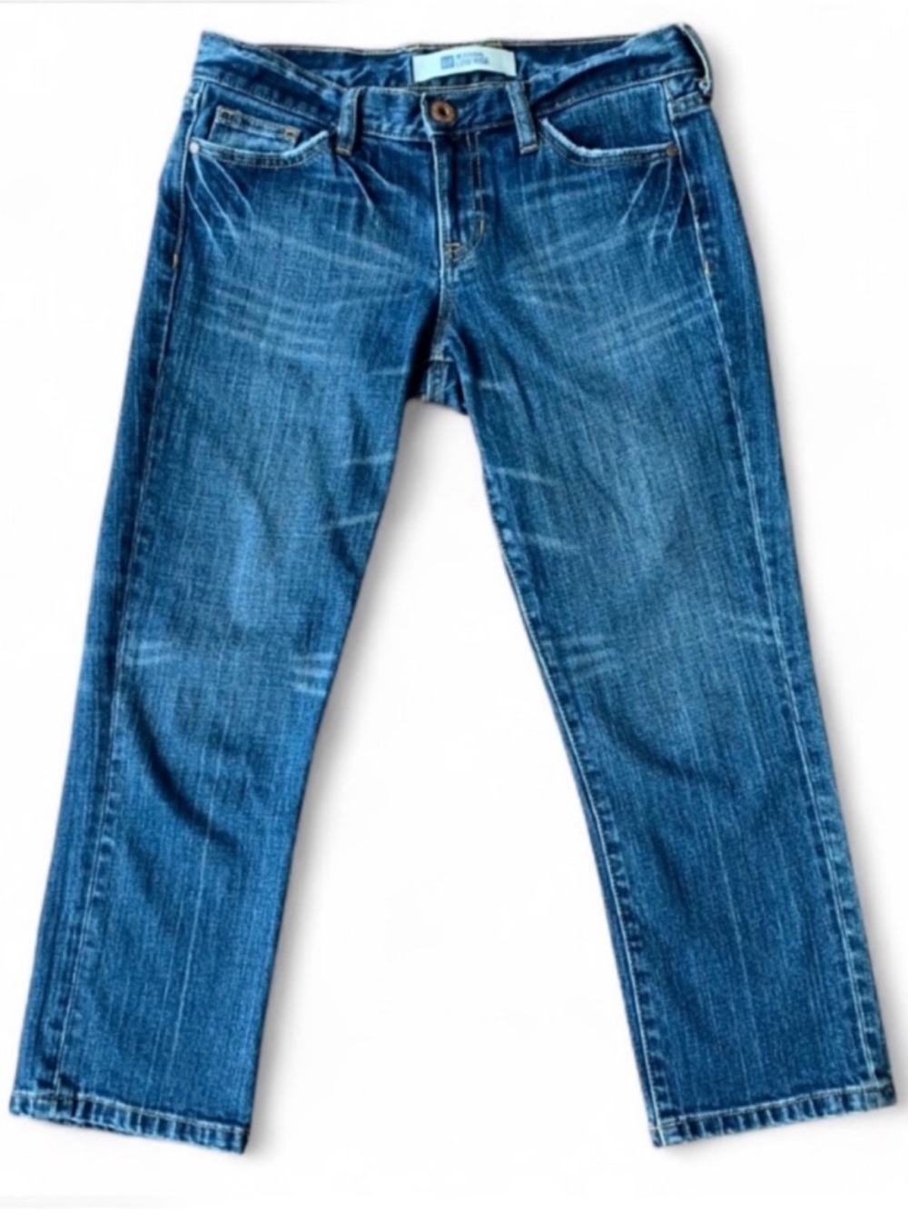 Gap Y2K Classic Women's Low Rise Blue Straight-Leg Cropped Jeans Cotton Size 2
